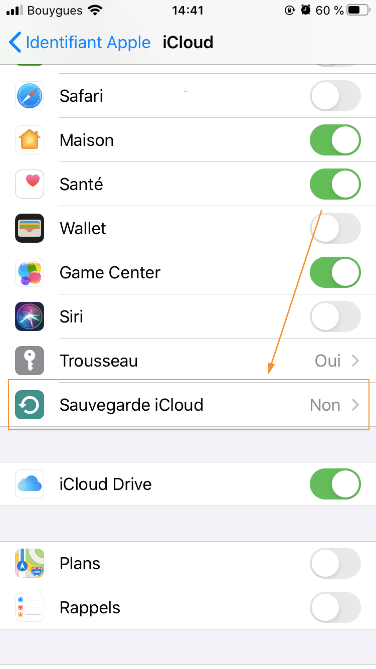 Sauvegarde iCloud