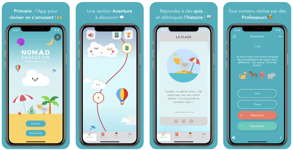 Interface application cahiers de vacances